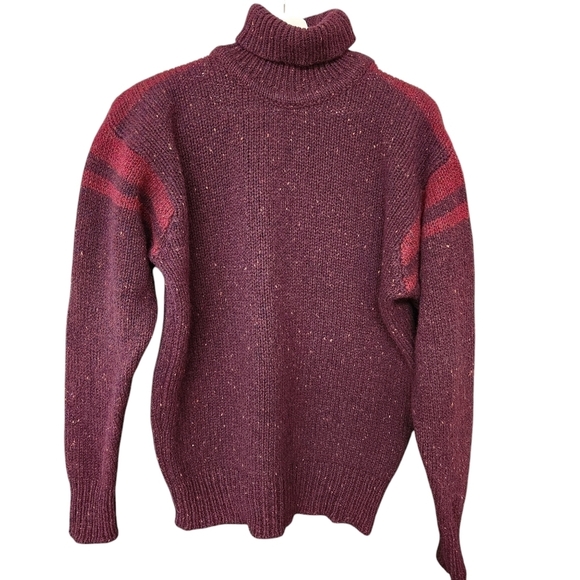 HIGHLAND CLUB Burgundy Wool Silk Turtleneck Sweater Vintage Retro Style m - Picture 2 of 13